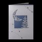 8008 - B:Tanne mit Mond silber: Stardreamkarton mit Silberfoliendruck und Laserstanzung